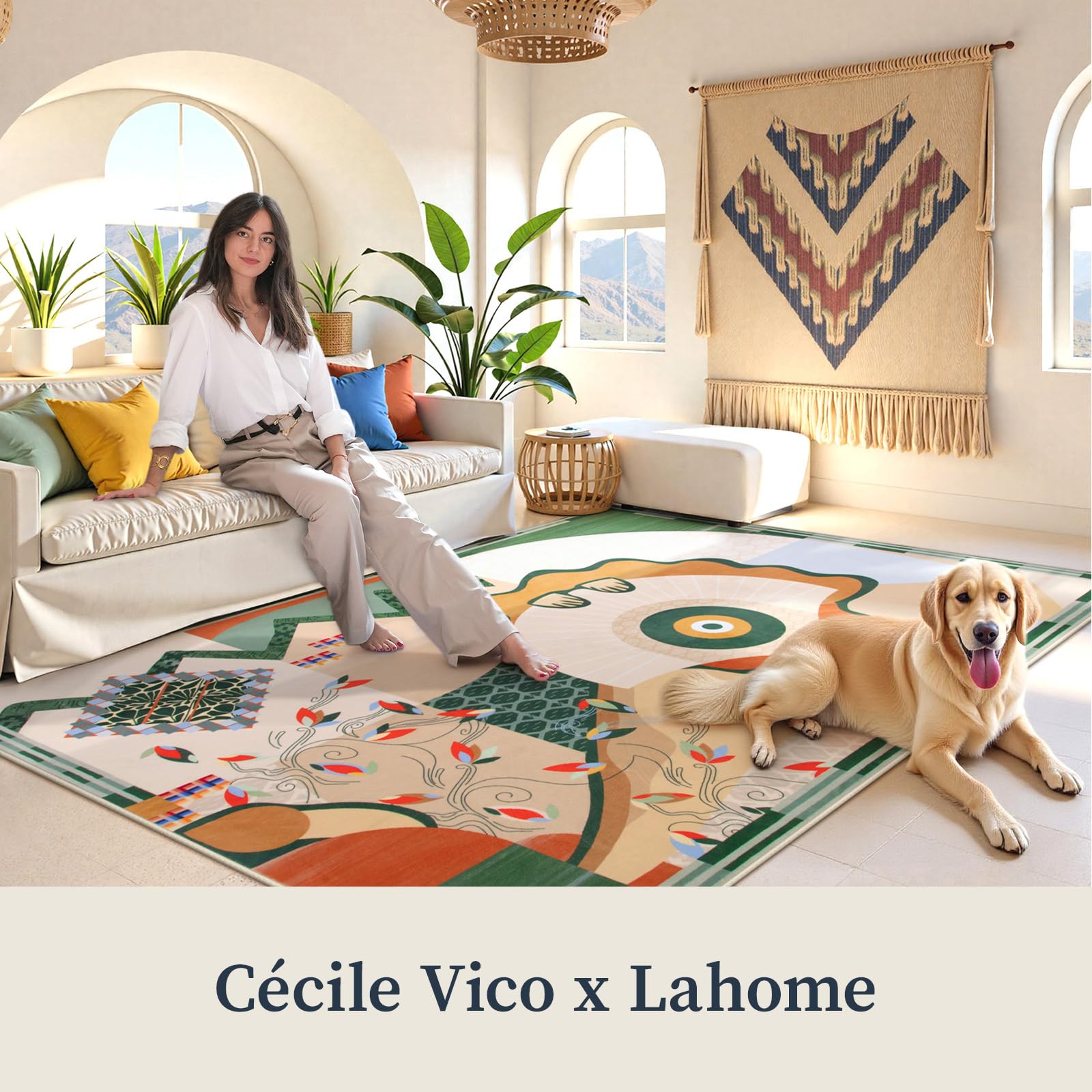 Amazon.com: Lahome Cécile Vico Collection - 8x10 Green Area Rugs